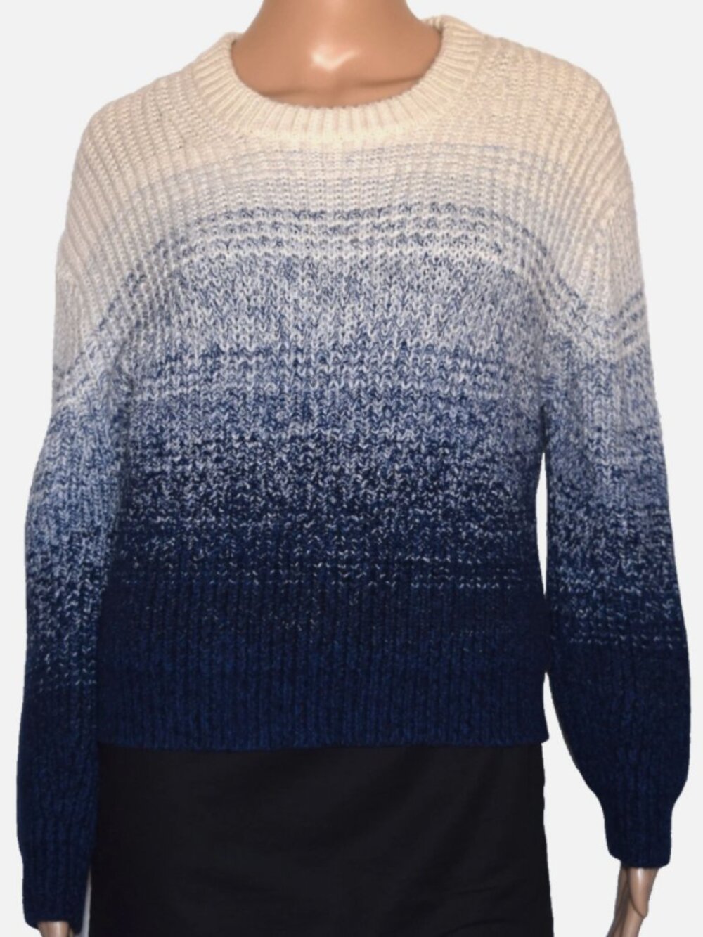 POLO RALPH LAUREN Blue White Color Block Wool Cashmere Sweater Size M